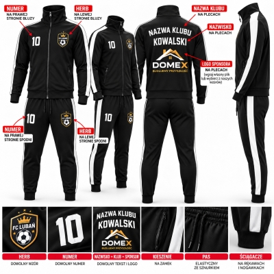 Dres Sportowy Personalizowany Creta czarno-biały